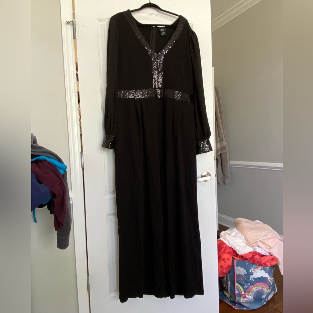 Torrid Black Chiffon and Sequin Jumpsuit
